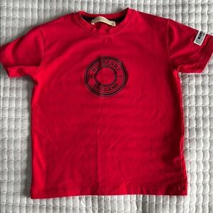 Burberry Red Short Sleeve Tee with Soccer Ball Design